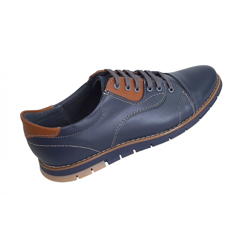 Pantofi barbati, casual din piele naturala, Bleumarin, GKR67BL