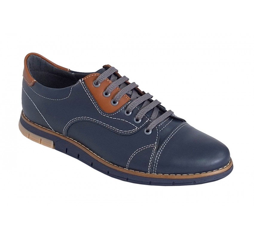 Pantofi barbati, casual din piele naturala, Bleumarin, GKR67BL