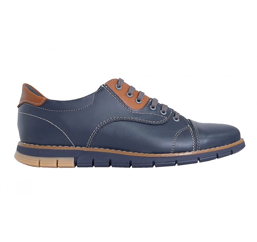 Pantofi barbati, casual din piele naturala, Bleumarin, GKR67BL