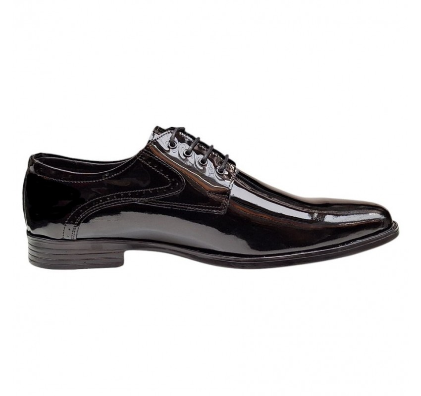 Pantofi barbati eleganti din piele naturala de culoare Negru Lac Zidan 819