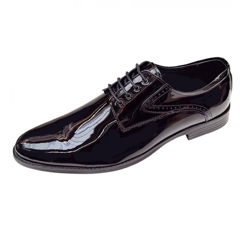 Pantofi barbati eleganti din piele naturala de culoare Negru Lac Zidan 819