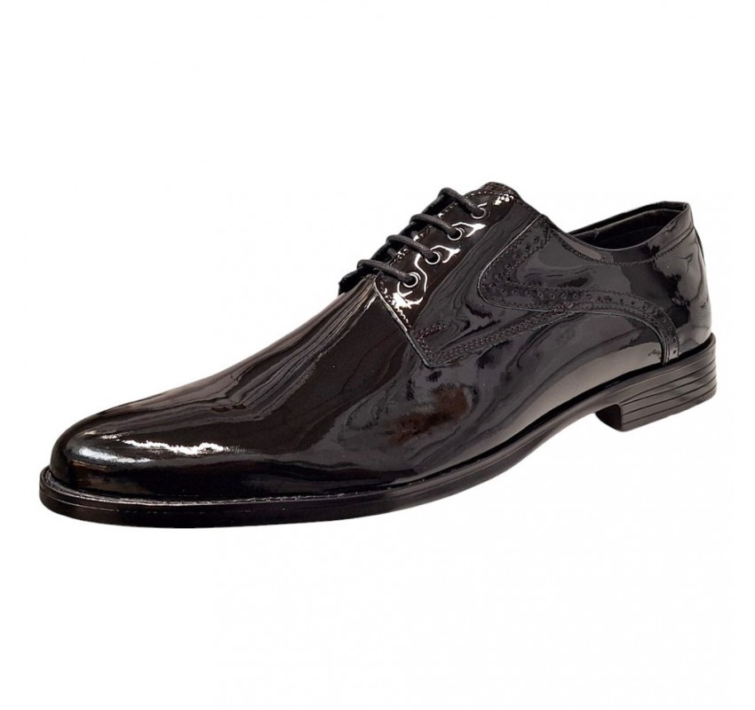 Pantofi barbati eleganti din piele naturala de culoare Negru Lac Zidan 819