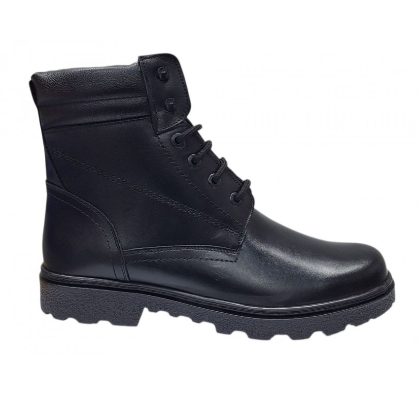Bocanci barbati negri din piele naturala imblaniti, marimi 39 - 46 Army GKR700BN