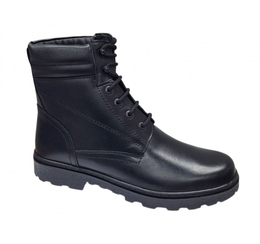 Bocanci barbati negri din piele naturala imblaniti, marimi 39 - 46 Army GKR700BN