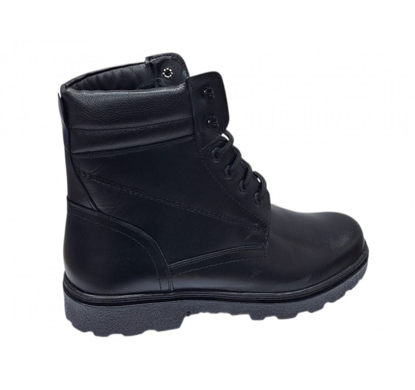 Bocanci barbati negri din piele naturala imblaniti, marimi 39 - 46 Army GKR700BN