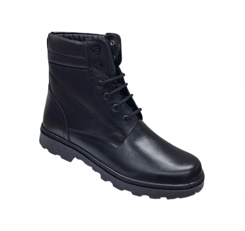 Bocanci barbati negri din piele naturala imblaniti, marimi 39 - 46 Army GKR700BN