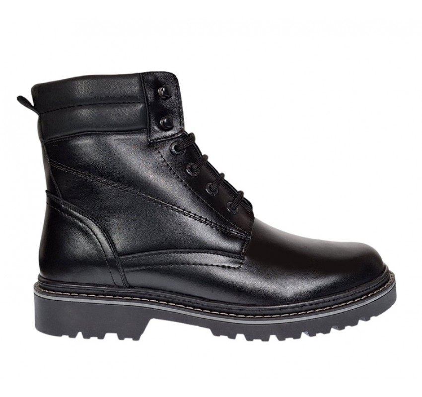 Bocanci barbati miliari din piele naturala imblaniti, model Army Force Negru GKR700N
