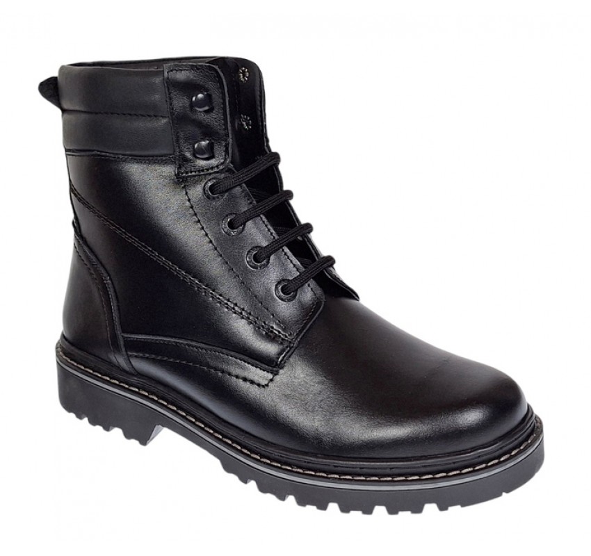 Bocanci barbati miliari din piele naturala imblaniti, model Army Force Negru GKR700N