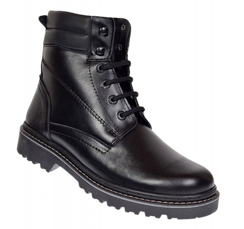 Bocanci barbati miliari din piele naturala imblaniti, model Army Force Negru GKR700N