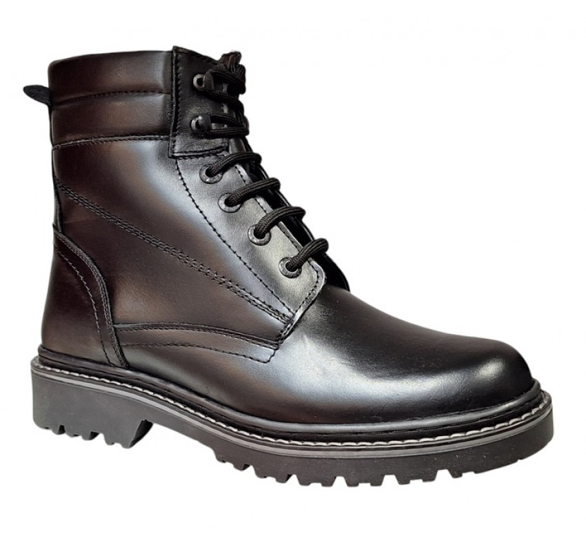 Bocanci barbati miliari din piele naturala imblaniti, model Army Force Negru GKR700N
