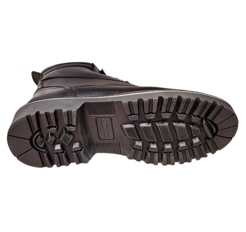 Bocanci barbati miliari din piele naturala imblaniti, model de armata Negru GKR701N