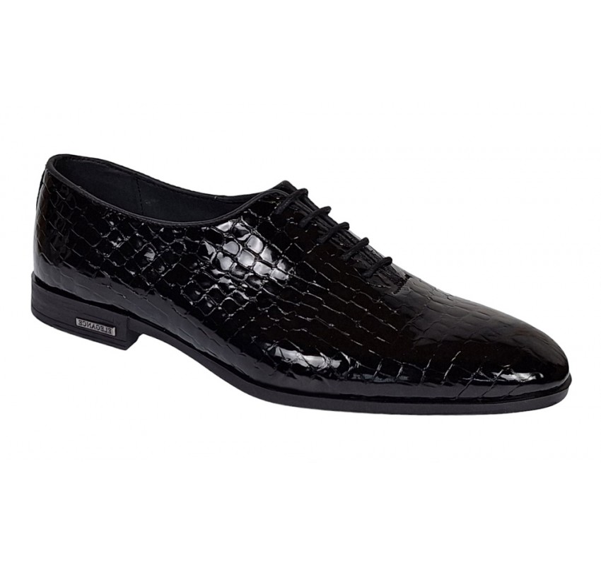 Pantofi eleganti pentru barbati, piele naturala croco, Negru - GKR70N