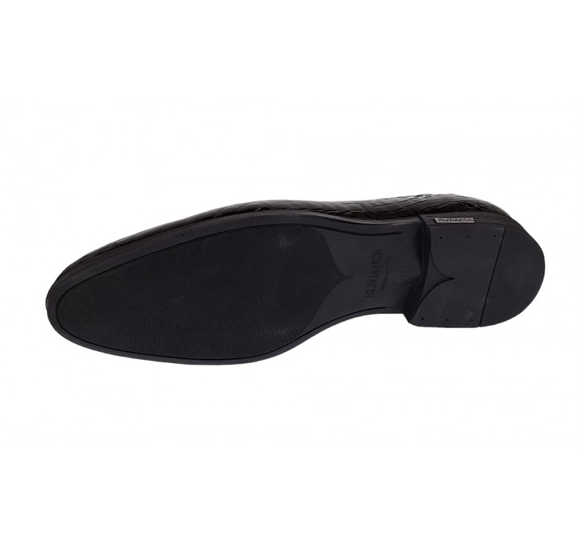 Pantofi eleganti pentru barbati, piele naturala croco, Negru - GKR70N