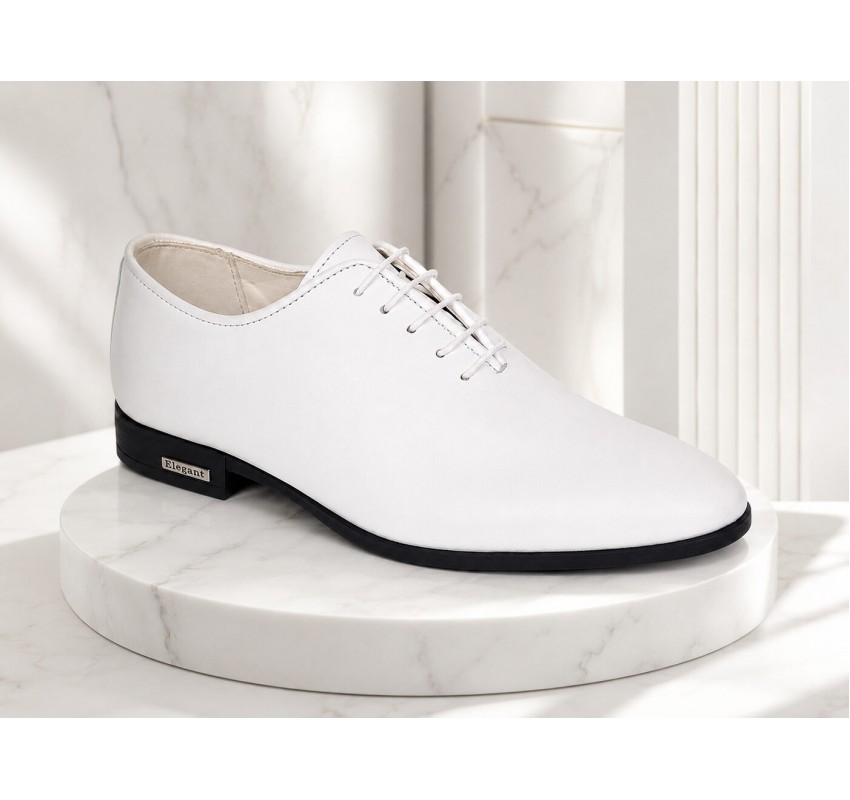 Pantofi albi eleganti barbati piele naturala GKR71A