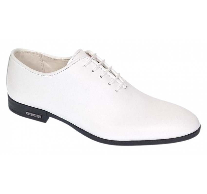 Pantofi albi eleganti barbati piele naturala GKR71A