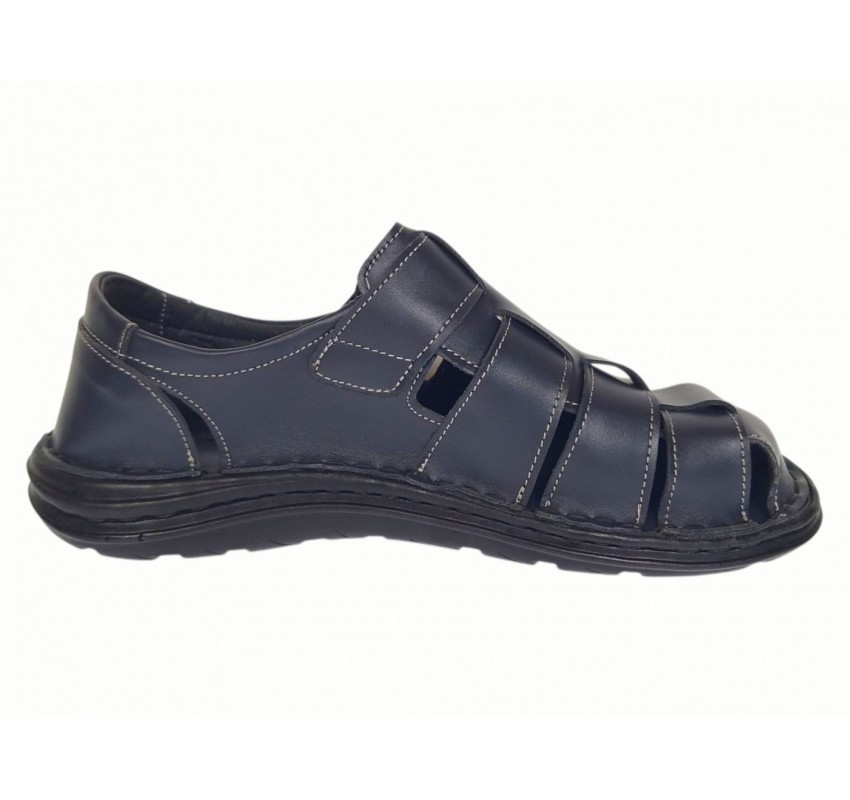 Sandale barbati casual din piele naturala Bleumarin GKR73BL
