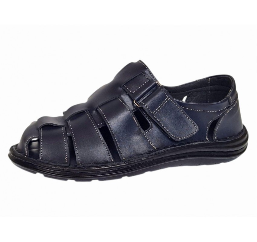 Sandale barbati casual din piele naturala Bleumarin GKR73BL