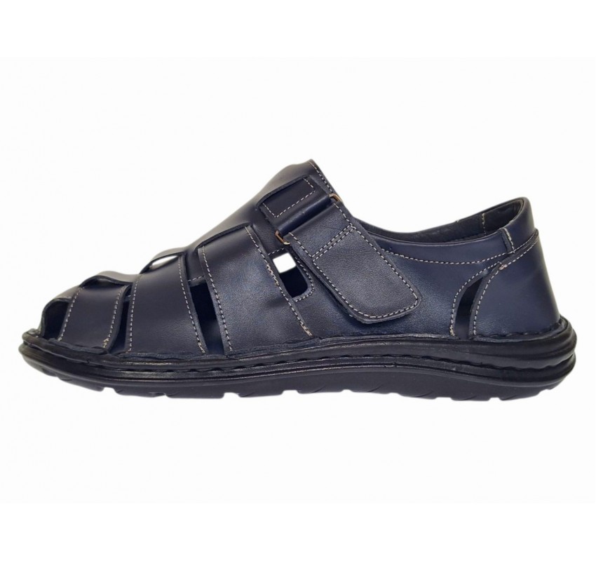 Sandale barbati casual din piele naturala Bleumarin GKR73BL
