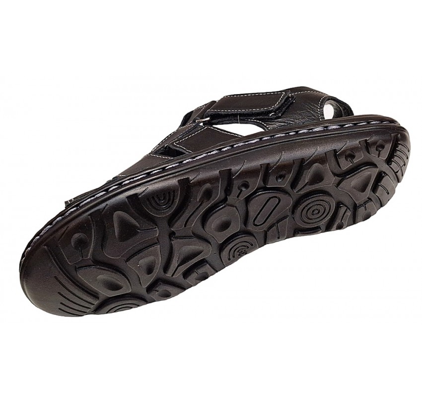 Sandale barbati casual din piele naturala Negru Box GKR73N