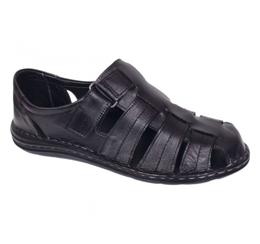 Sandale barbati casual din piele naturala Negru Box GKR73NN