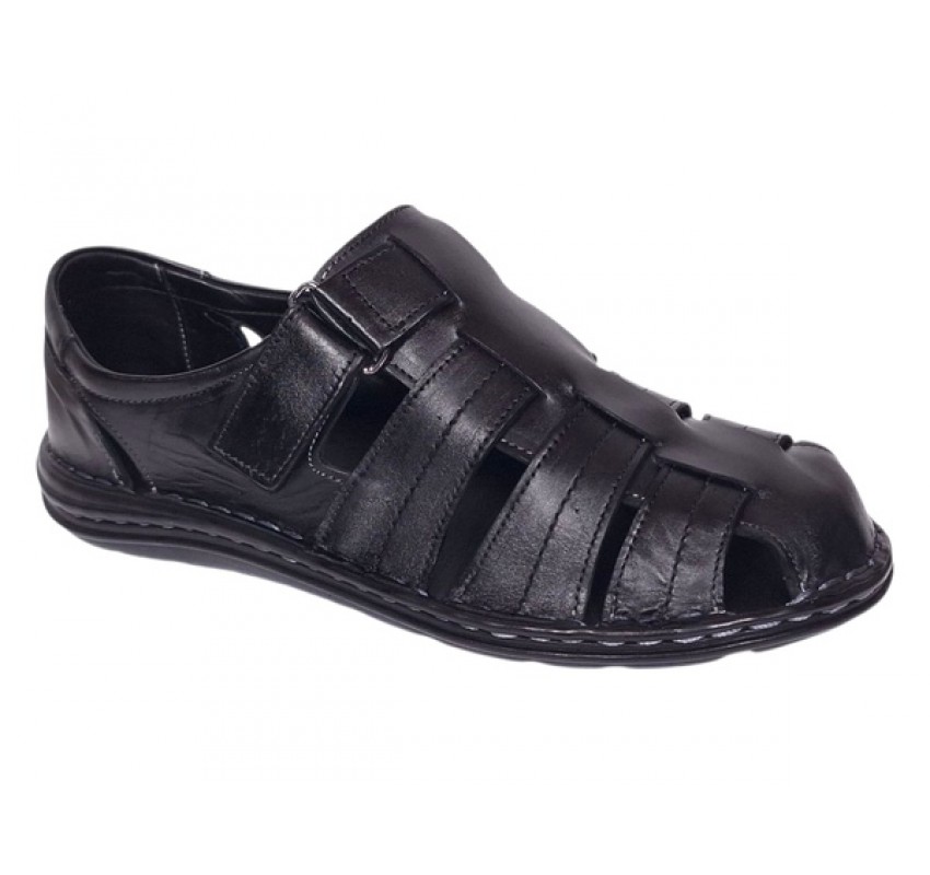Sandale barbati casual din piele naturala Negru Box GKR73NN