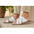 Papuci bărbați albi din piele naturală, cu barete late și talpă flexibilă – GKR74ALB