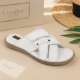 Papuci bărbați albi din piele naturală, cu barete late și talpă flexibilă – GKR74ALB
