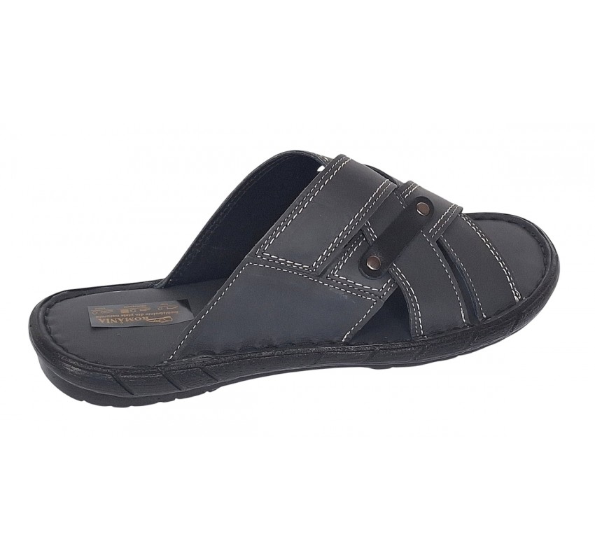 Papuci barbati din piele naturala de culoare Gri inchis - GKR74GRI Papuci barbati din piele naturala de culoare Gri inchis - GKR74GRI