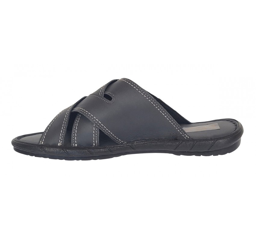 Papuci barbati din piele naturala de culoare Gri inchis - GKR74GRI Papuci barbati din piele naturala de culoare Gri inchis - GKR74GRI