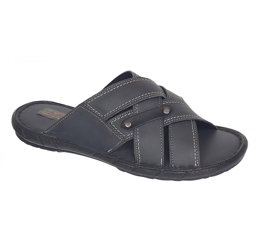 Papuci barbati din piele naturala de culoare Gri inchis - GKR74GRI Papuci barbati din piele naturala de culoare Gri inchis - GKR74GRI