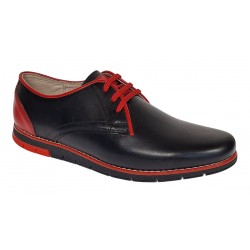 Pantofi barbati casual din piele naturala Negru si Rosu Marimea 40