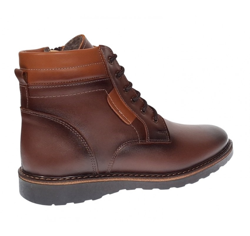 Ghete barbati din piele naturala cu fermoar (imblanite) Corsa Maro GKR7XM