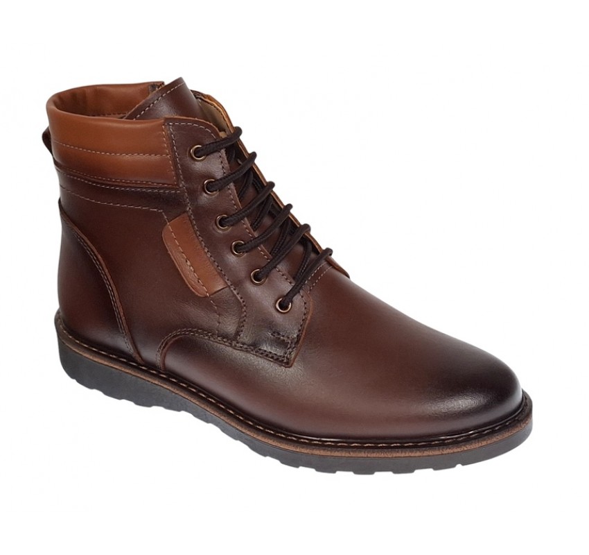 Ghete barbati din piele naturala cu fermoar (imblanite) Corsa Maro GKR7XM