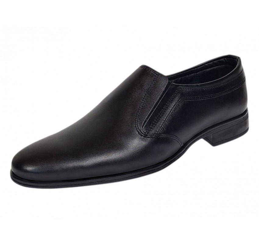 Pantofi barbati eleganti negri din piele naturala fara siret GKR818EN