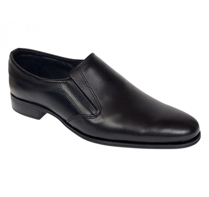 Pantofi barbati eleganti negri din piele naturala fara siret GKR818EN