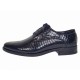 Pantofi barbati eleganti din piele naturala croco lac 819 Bleumarin Inchis