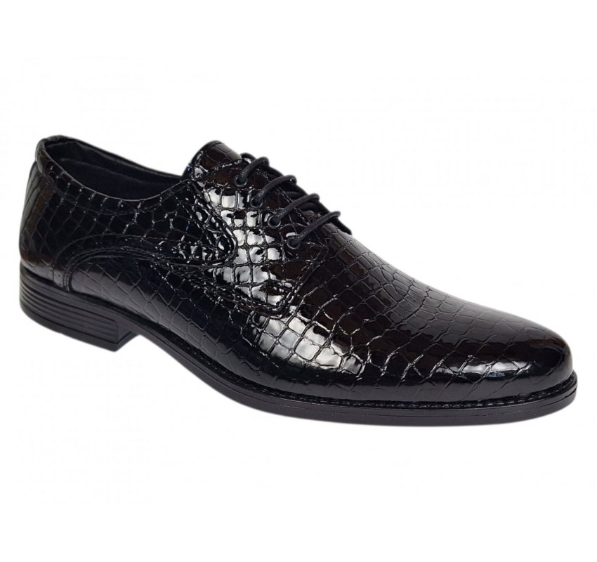 Pantofi barbati de gala - eleganti din piele naturala croco lac Ciucaleti Lorenzo 819