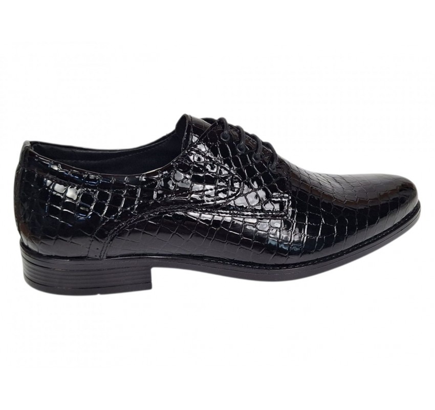 Pantofi barbati de gala - eleganti din piele naturala croco lac Ciucaleti Lorenzo 819