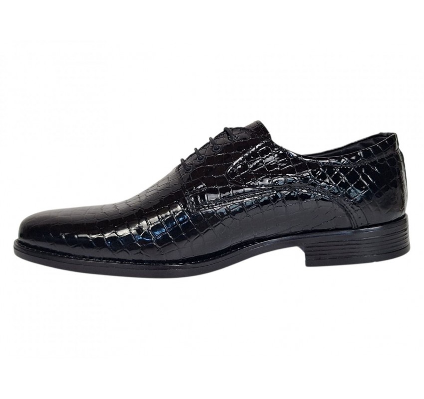Pantofi barbati de gala - eleganti din piele naturala croco lac Ciucaleti Lorenzo 819