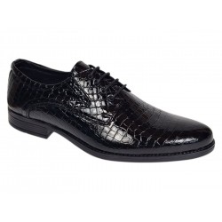 Pantofi barbati de gala - eleganti din piele naturala croco lac Ciucaleti Lorenzo 819