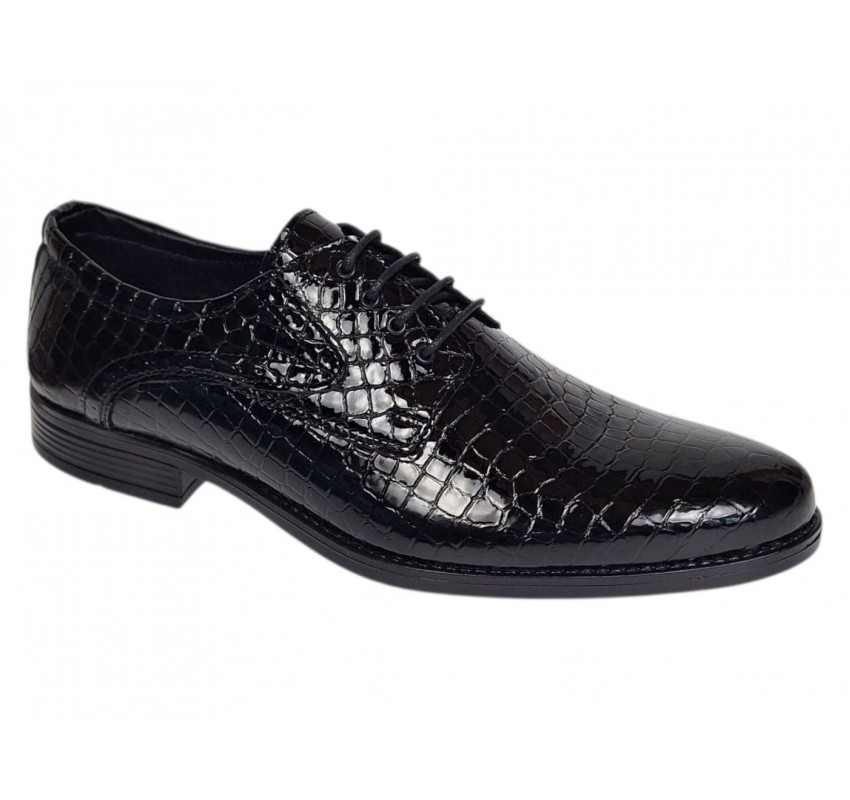 Pantofi barbati de gala - eleganti din piele naturala croco lac Ciucaleti Lorenzo 819