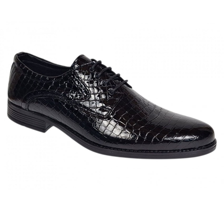 Pantofi barbati de gala - eleganti din piele naturala croco lac Ciucaleti Lorenzo 819