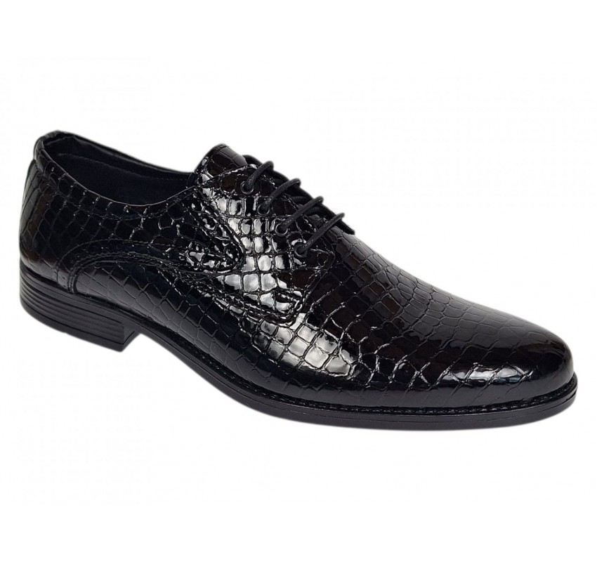 Pantofi barbati de gala - eleganti din piele naturala croco lac Ciucaleti Lorenzo 819