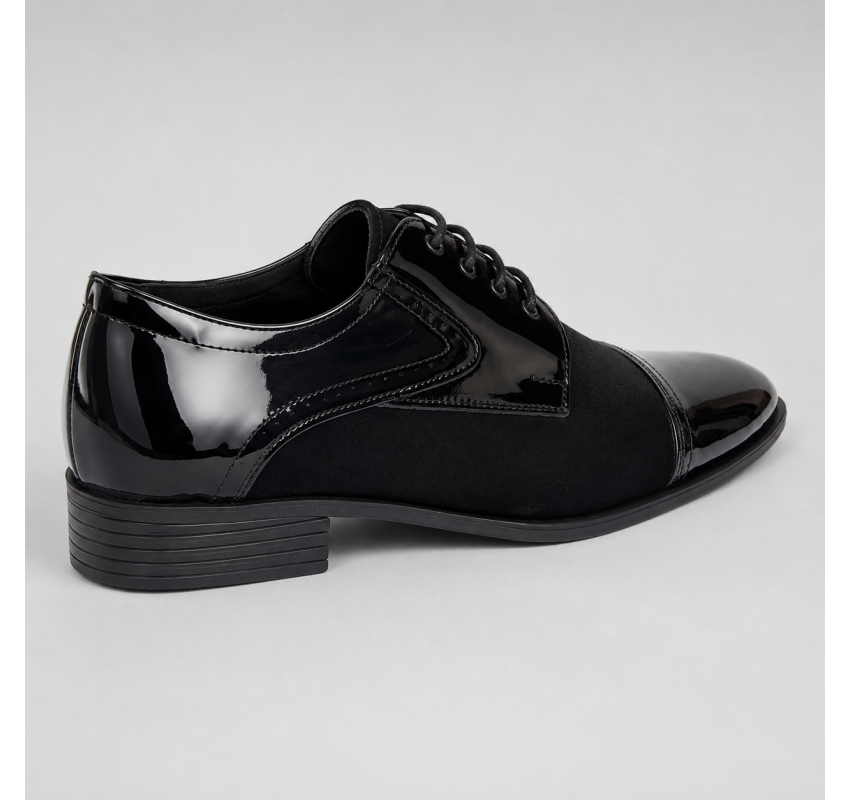 Pantofi bărbați negri din piele naturală lac și velur – eleganți și rafinați GKR819LVN