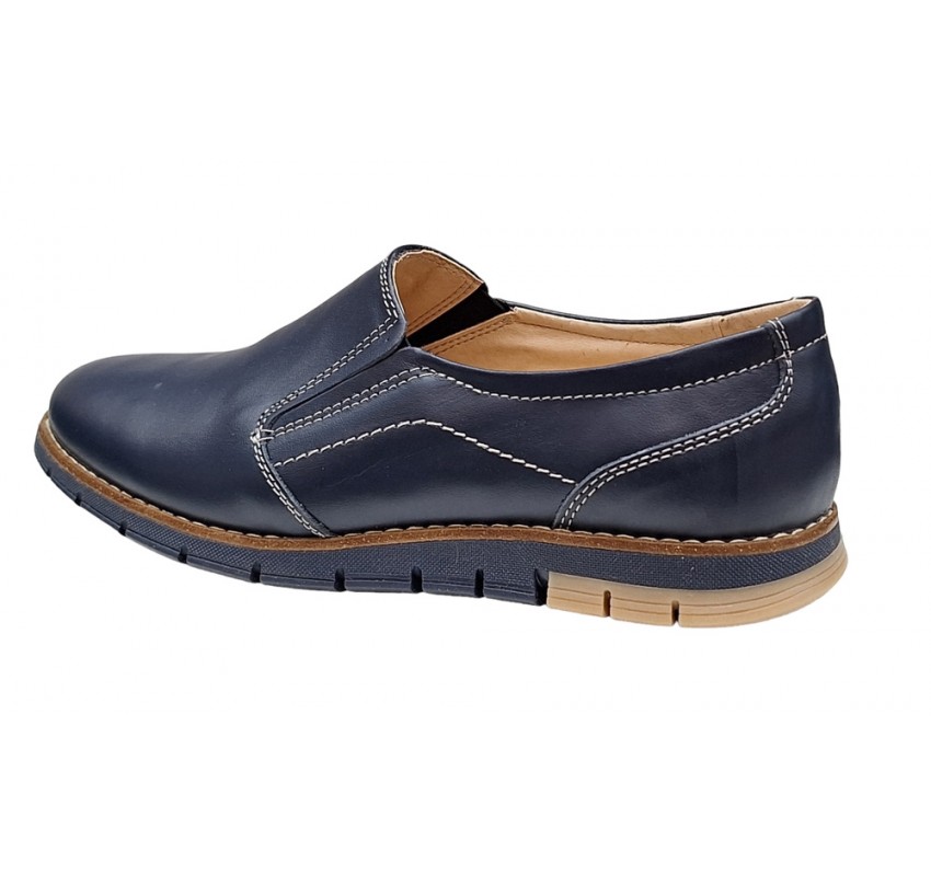 Pantofi barbati, casual din piele naturala, Bleumarin, GKR81BLU