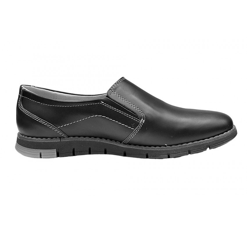 Pantofi barbati, casual din piele naturala, Negru, GKR81N