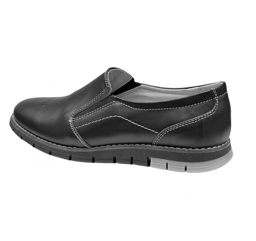 Pantofi barbati, casual din piele naturala, Negru, GKR81N