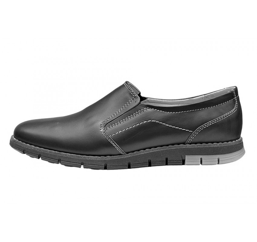 Pantofi barbati, casual din piele naturala, Negru, GKR81N