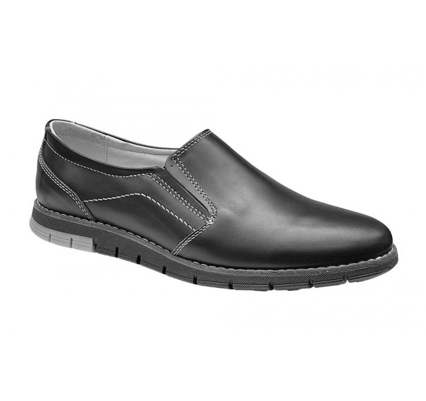 Pantofi barbati, casual din piele naturala, Negru, GKR81N