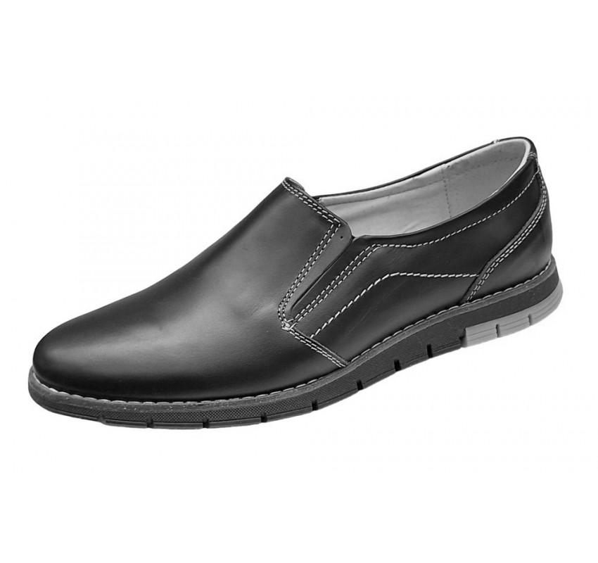 Pantofi barbati, casual din piele naturala, Negru, GKR81N